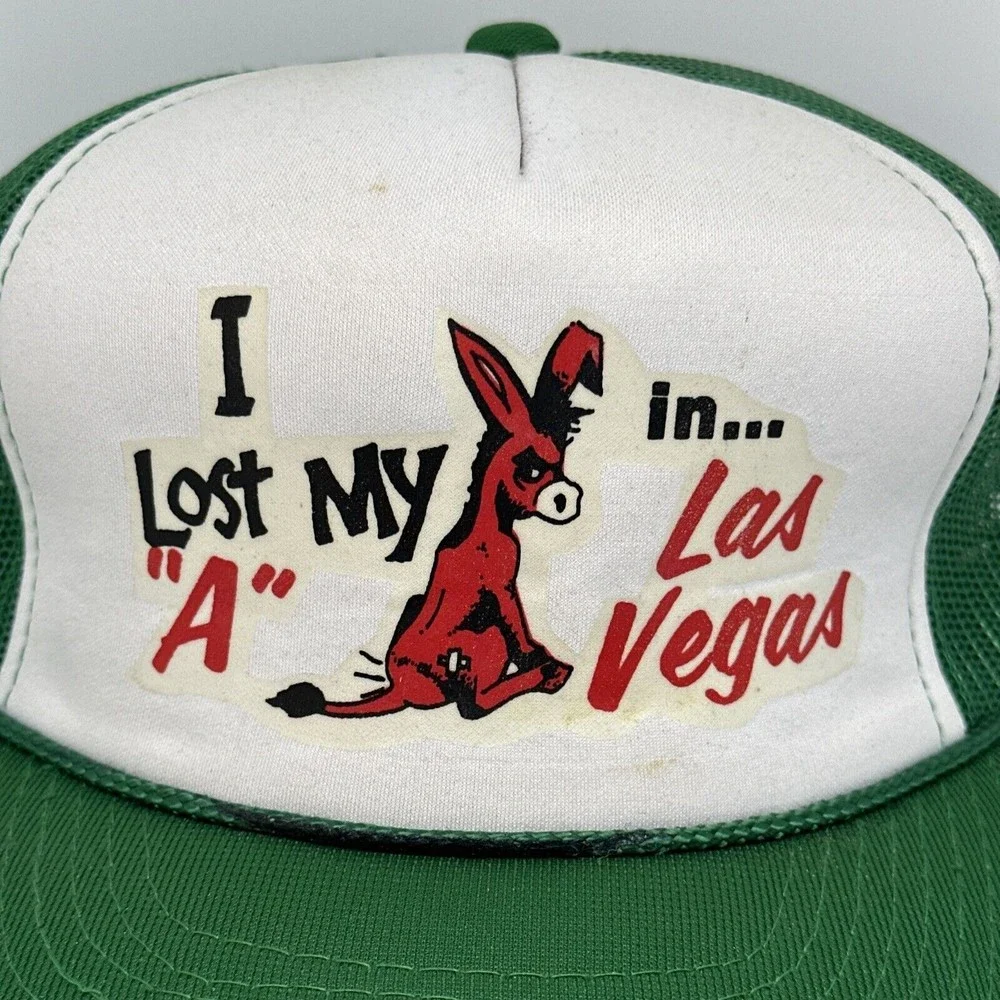 Vintage Lost My Ass in LAS VEGAS Hat Snapback Trucker Mesh Rope Cap‎ Foam Casino